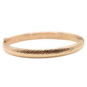 Vintage HW Burdick 14kt Yellow Gold Stripe Texture Bangle Bracelet